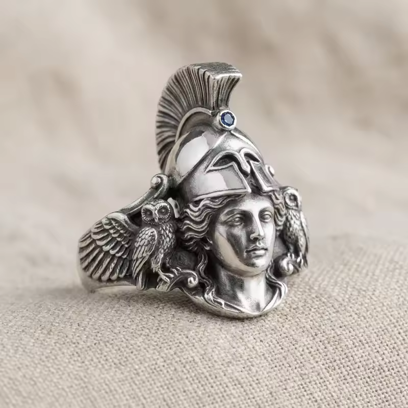 An Athena-inspired silver ring from the Creatour template library