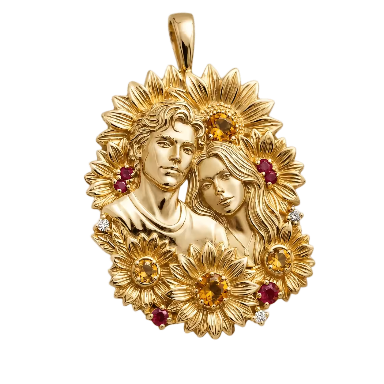 A custom couple pendant generated from a personal photo